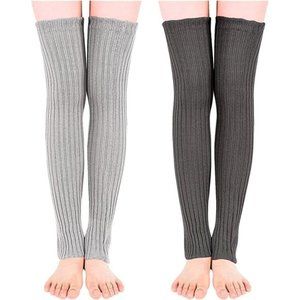 SOCKFUN Leg Warmers for Women Girls, Plus Size Winter Warm Knit Ribbed Thigh Hig